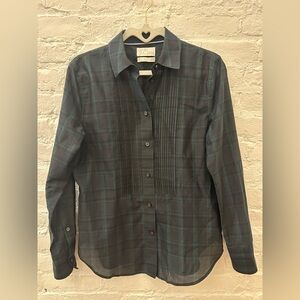 J. Crew Green Plaid Pleated Shirt